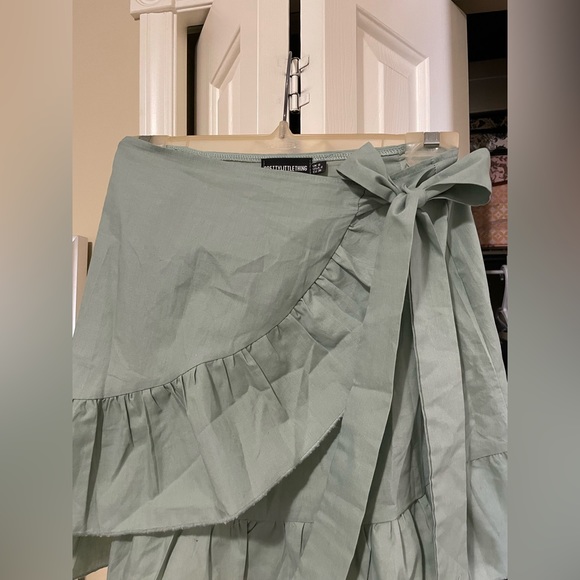 PLT Sage Green Woven Wrap Skirt and Crop Top Set - Picture 7 of 9